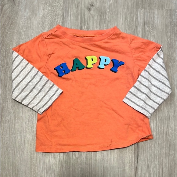 Orange Kids Shirt with Striped Sleeves - Picture 1 of 1
